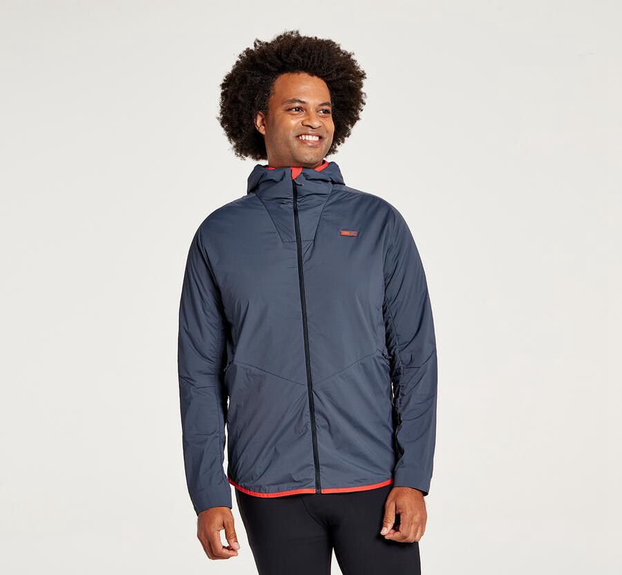 Chaquetas Hoka One One Hombre Azules - Hybrid Run - UMBI42617